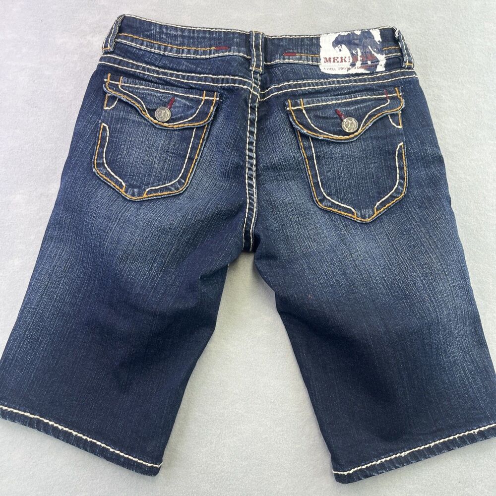 MEK DNM Shorts Womens 29 Dark Wash New York Bermuda Low Rise Denim Pockets Thick